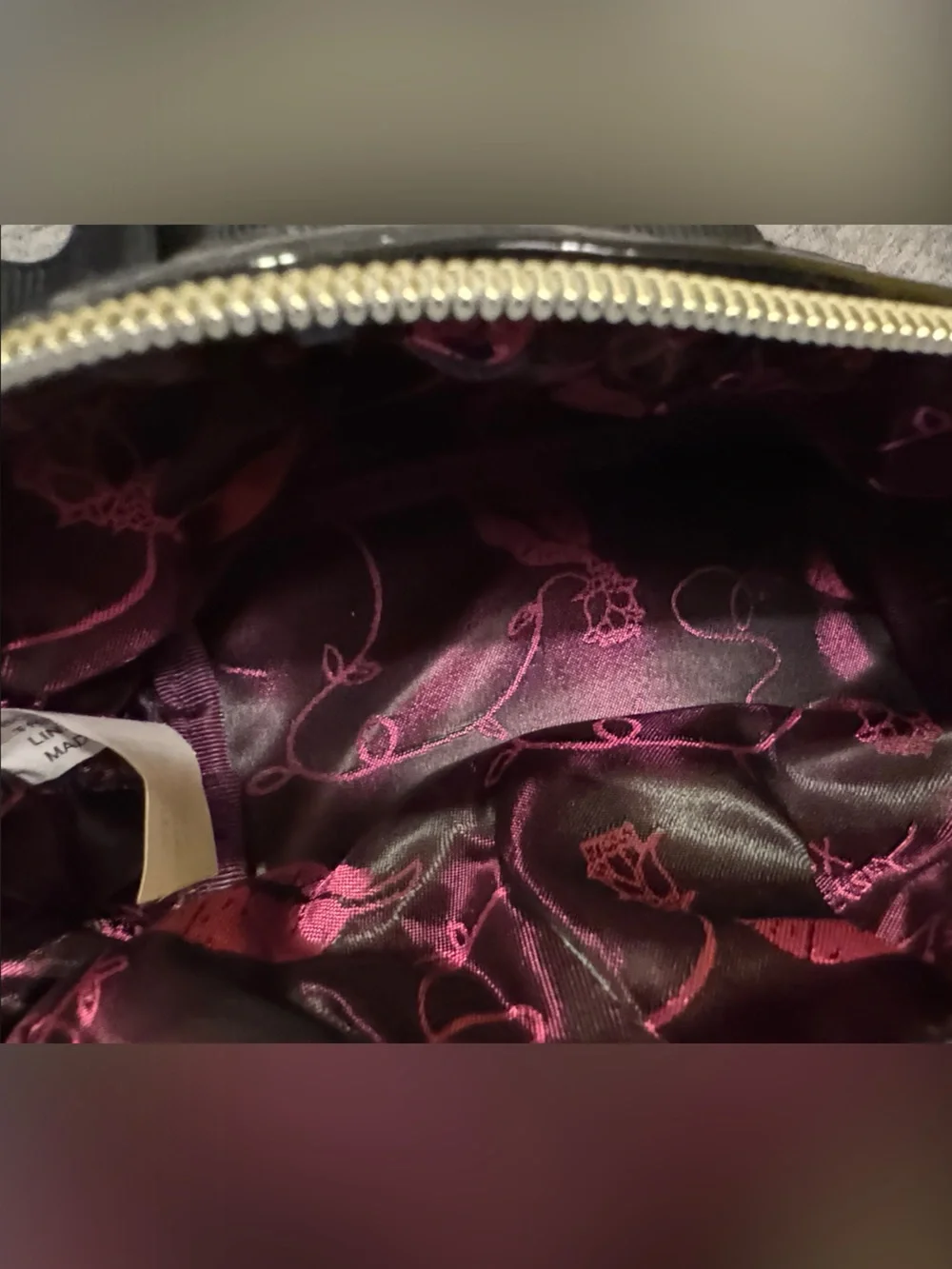 Betsey Johnson Red and Pink Rose Print Cosmetic Pouch with Cream Accents